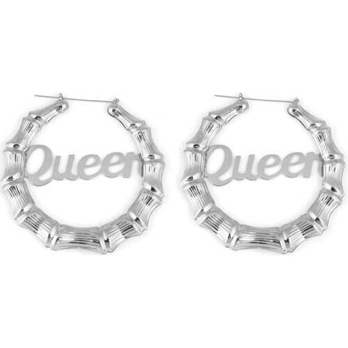 Gold Tone Hollow Casting Round Bamboo Hoop Earrings A0NF