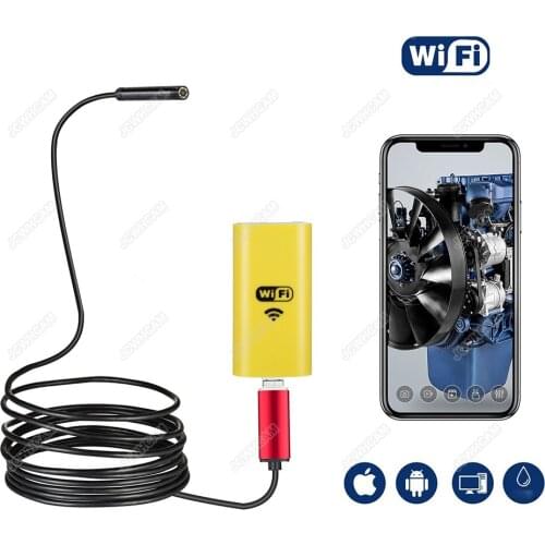 1/2/5/10M Softwire Cable Wireless Wifi Endoscope Camera 8mm 2MP 1280*720 Snake Borescope Camera USB Endoscopio WI-FI Mini Camera