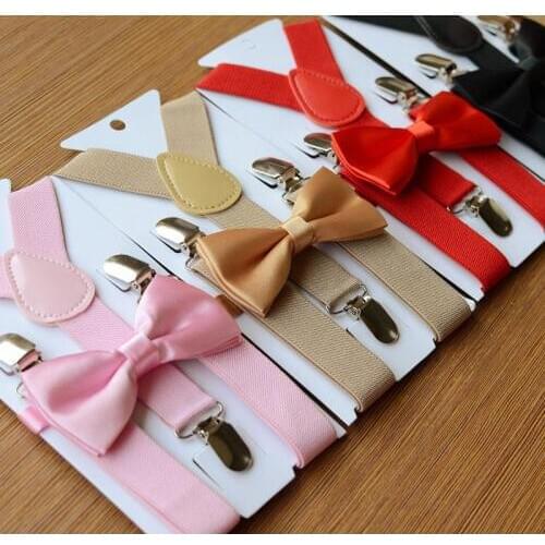 1PC Kids Elastic Suspenders & Bow Tie Matching Tuxedo Suit Unisex Boys Girls Bowtie Children Costume Adjustable Y-Back Brace