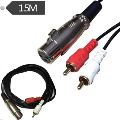 1pc Red whited 2 RCA male to XLR Female Stereo audio speaker amp Y cable 1.5m