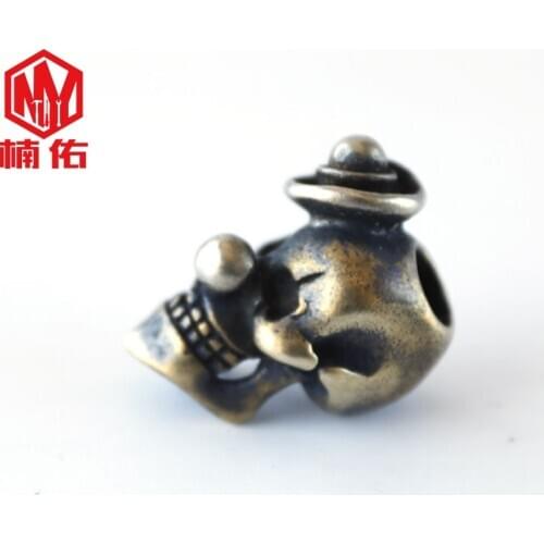1PCS Skull Clown EDC Brass Paracord Knife Beads Outdoor Survival Bracelet Pendant Flashlight Accessories