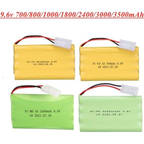9.6V 700/1000/1800/2400mAh 3000mah/3500mAh For Rc toys Car Tank Robots Gun Boat Parts 9.6v Ni-Cd / Ni-MH Battery 1pcs