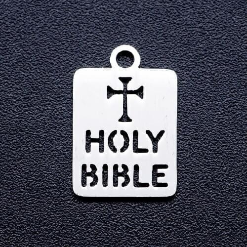 10pcs/lot Holy Bible DIY Jewelry Charms Wholesale 100% Stainless Steel Factory Direct Charm for Bracelet Making Accept OEM Order