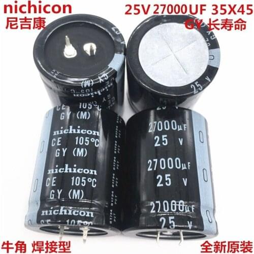 2PCS/10PCS 27000uf 25v Nichicon GY 35x45mm 25V27000uF Snap-in PSU Capacitor