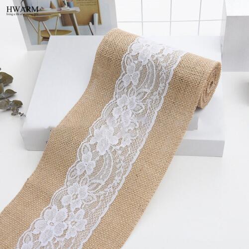 2PCS 15cm*275cm Lace linen wedding decoration christmas rolled linen chair back DIY Butterfly Wedding Decoration linen table