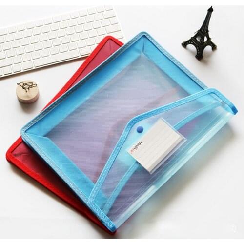 2PCS A4 Size Transparent Clear PP File Document Bag Files Folder with Card Slot for Office School Home Teachers Random Color