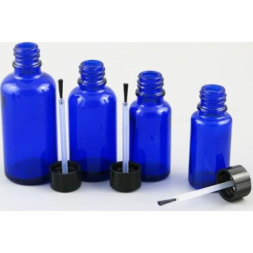 200 x 5ml 10ml 15ml 20ml 30ml 50ml 100ml Cobalt Blue Nail Polish Glass Bottle With Black Brush Cap 1oz Glass Cosmetic Container
