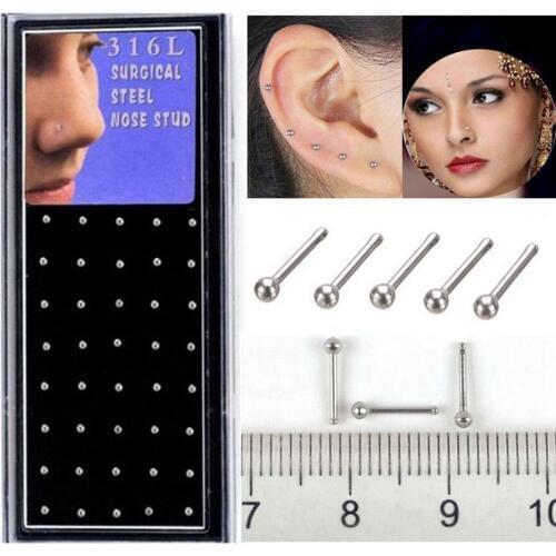 40pcs/set Nose Piercing Ring Sexy Surgical Stainless Steel Nose Studs Lip Piercing Ear Bone Stud Body Piercing Jewelry for Women