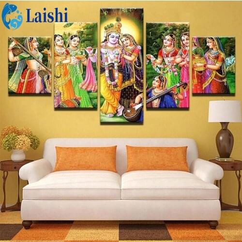 5pcs Diamond Painting Religious art, Indian gods Full Square round Diamond Painting Embroidery Sale Rhinestones Pictures Decor