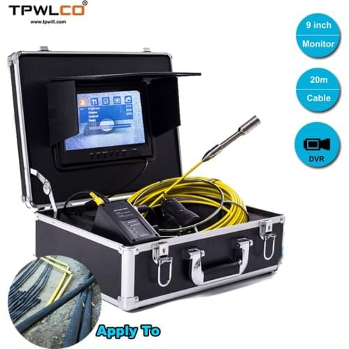 9'' Color TFT LCD Screen Monitor Pipe Sewer Inspection Camera Diameter 23MM HD CMOS 1000TVL Camera 20M Cable With DVR Function