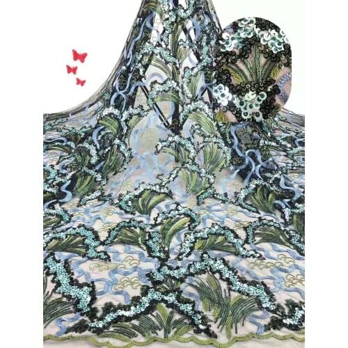 African Sequined Lace Fabric Latest, Wedding Banquet Dress Bridal Gauze, Mesh Sequined Lace Fabric Latest FJ3461