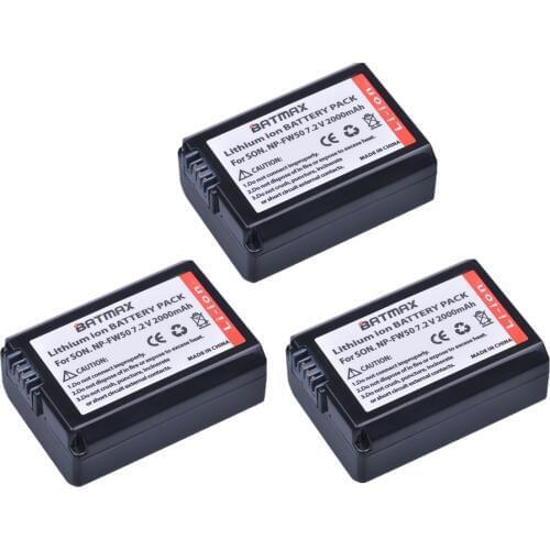 3Pcs NP-FW50 FW50 NPFW50 Rechargeable Battery for Sony Alpha 7 7R II 7S a7S a7R II a5000 NEX-7 SLT-A37 DSC-RX10 RX10 II III 7SM2