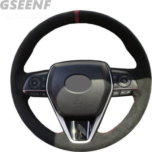 Car Accessories Steering Wheel Cover For Toyota Corolla RAV4 Avalon 2019-2020 Camry 2018-2020 Black Hand-stitched Suede