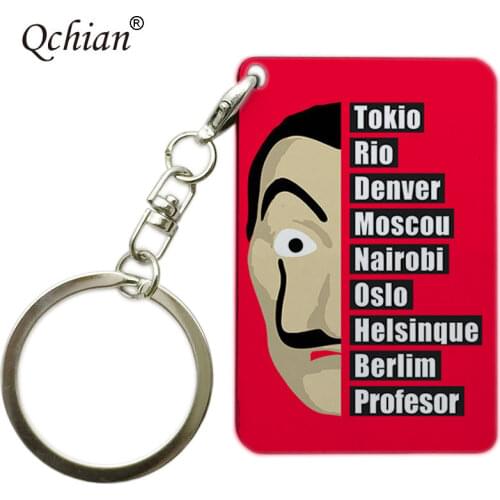 House of Paper La Casa De Papel TV Series Exquisite Picture Printing Series Keychain Color Stainless Steel Decorative Pendant