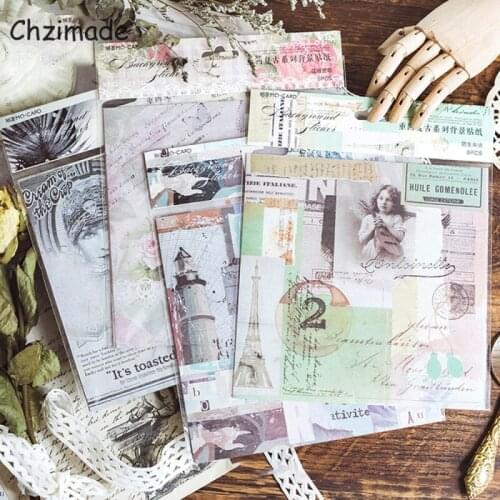 Chzimade 8Pcs Junk Journal European Style Scrapbooking Paper Sticker For Cards Making Album Diy Happy Planner Home Decoration