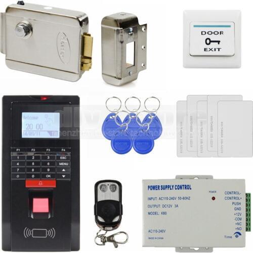 DIYSECUR Electric Lock Fingerprint Id Card 125KHz RFID Reader Password Keypad Door Access Control System Kit For Office /House