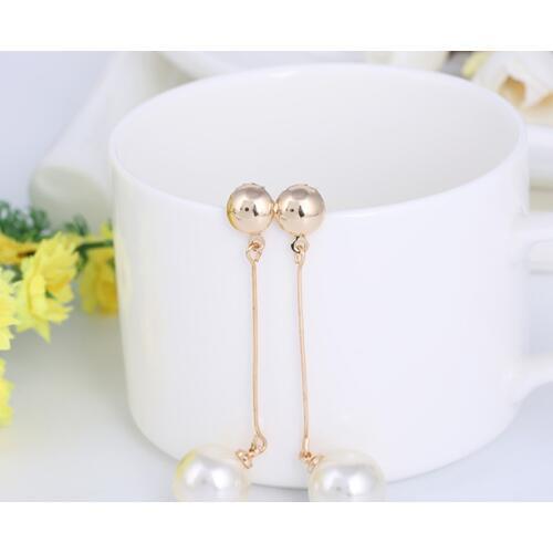 Korea Style Simulated Pearl Long Clip on Earrings Without Piercing for Girls Party Weddings Cute Jewelry Gift No Hole Ear Clip