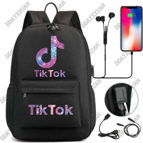 Boys Girl Backpack 3D TIK TOK Printed Canvas Capacity School Bags USB Charging Travel Backpack Students Mochilas Kids