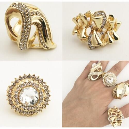 Extravagant European wedding rings Algerian big crystal full rhinestones rings