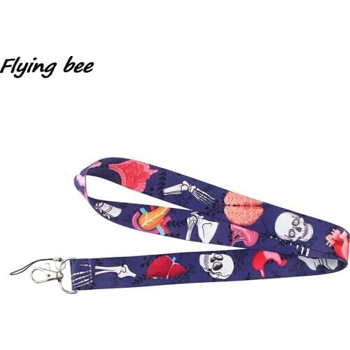 Flyingbee Skeleton Heart Lung Organs Medicine Lanyard ID Badge Holder ID Card Mobile Phone Strap Badge Key Holder Keychain X1155