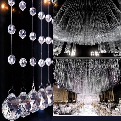 200strip Crystal Acrylic Beads Garland Diamond DIY Curtain Beads String Wedding Decoration Christmas Hanging Pendent