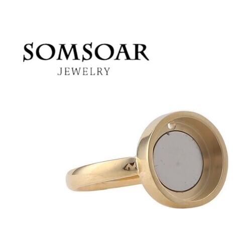 Somsoar Deluxe 7# 8# 9# Three Size Carpe Diem interchangeable Cambio Ring Stainless Steel fit 12mm Magentic Coin 10pcs/lot