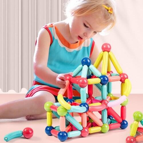 Large Size Magnetic Constructor Designer Set Magnetic Balls & Stick Rod Building Blocks Educational Toys For Children Gifts