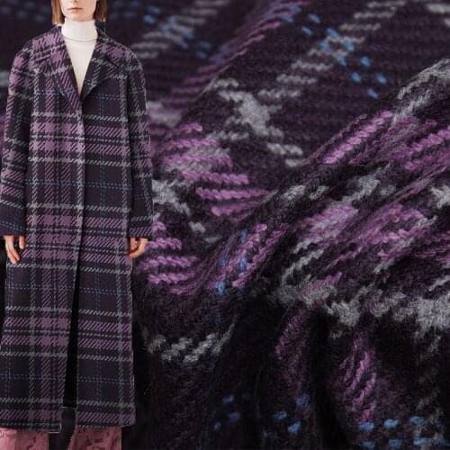 Red Raspberry Purple Plaid Tweed Wool Garment Materials Autumn Women Jacket Coat DIY Sewing Tailor Cloth Fabrics Freeshipping