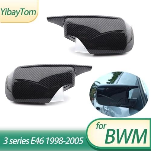 M4 Styple Carbon Fiber Horn Wing Mirror Cover Driver + Passenger Side Caring Personal Cars Accessories for BMW E46 1998-2005
