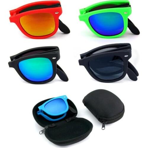 High Fashion Black Round Women Fold Sunglasses Brand Designer Shades UV400 Protect Color Lens Mirror Sun Glasses For Men ZA-04