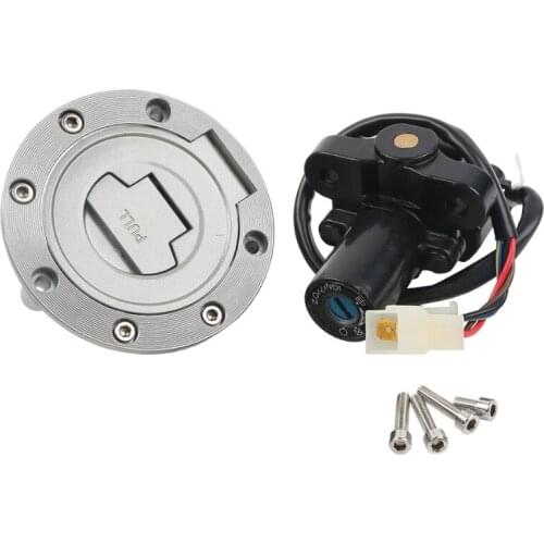 Motorcycle Metal Fuel Gas Tank Cap Cover Lock with Ignition Switch Lock Set For YAMAHA YZF R1 2002-2003 FZ6 FZ6S FZ6N 2004~10