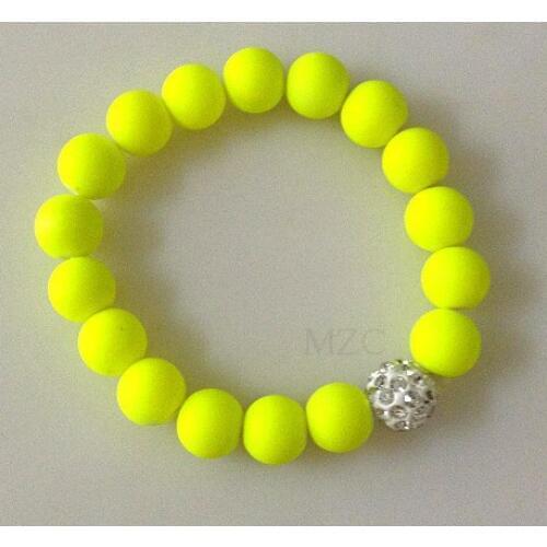 Can Choose Color Yellow w24 Neon Fluorescence Candy Color Beads Disco crystal Bracelet Ball Stand Stretch Bracelets