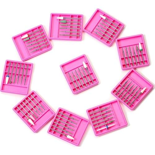 6pc Nail Drill 10 Type Corundum Diamond Bits Set Diamond Ceramic Milling Cutter For Manicure Gel Polish Remover Files Accessory