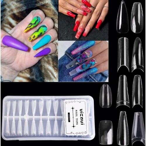 240 Pcs/Box XL Long Coffin False Nais Almond Artificila Nails Transparent Ballerina Fake Nail Tips Accessories For Nail Styling