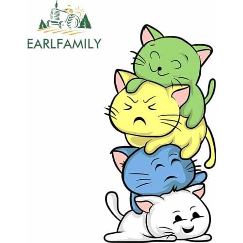 EARLFAMILY 13cm x 6.8cm for Kawaii Cats Manga Trunk Car Stickers Cartoon Waterproof Decal Motorcycle Waterproof Vinyl Car Wrap