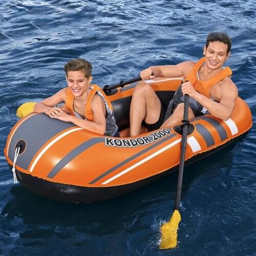 New 2 People Inflatable Boat PVC Thickened Fishing Boat with Oar and Air Pump Summer Boating Drifting Kayak Raft Water Sports