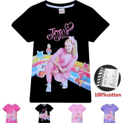2019 New Hot Sale girls Unicorn Cartoon Short Sleeve Girl 100% cotton T-shirt Tshirt for Girl jojo siwa kids clothes Top tee