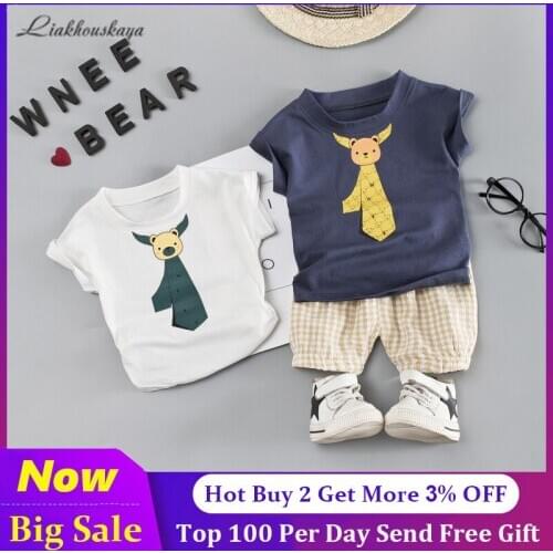 New Baby Clothing Set For Boys Girls 2020 Summer Casual Cute Clothes Set Cotton Top Black Shorts Suits Kids Clothes 1-4 Years