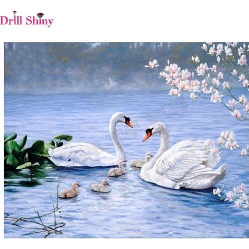 NEW full diamond embroidery Happiness Swan Lake 5D Diy Diamond Painting Cross Stitch Crystal Needlework mosaic Decorative