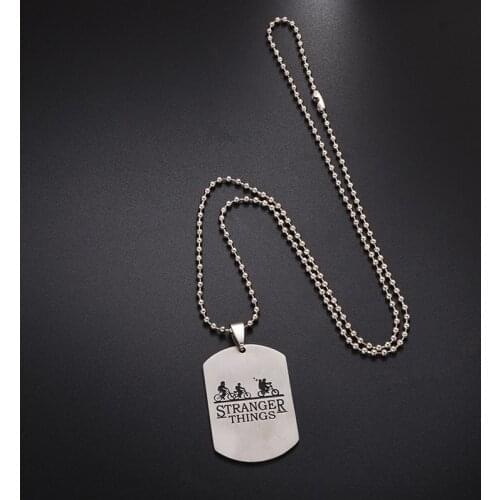 Anime Stranger Things Bicycle Letters Tag Choker Necklace Pendant Necklace Bead Chain Gift Jewelry Accessories for Men Women