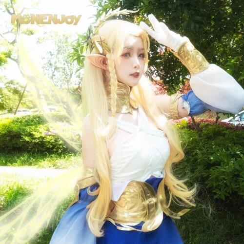 Monenjoy Honor of Kings Aileen Cosplay Wig Pale Gold Cos Hair