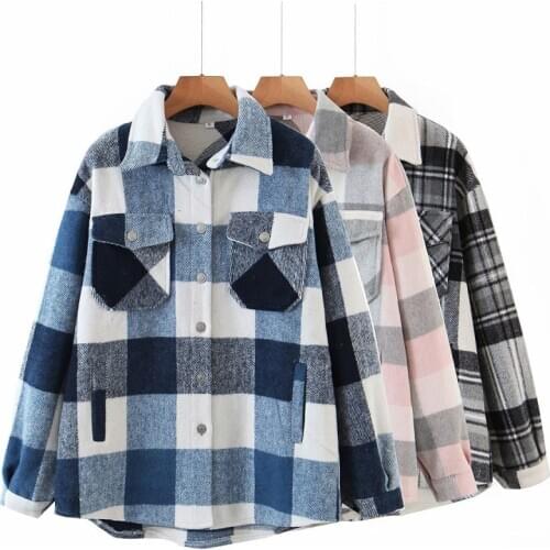 PUWD Casual Woman 3 color Oversized Woolen Shirt 2020 Fashion Ladies Autumn Long Sleeve Blouse Female Vintage Soft Outerwears