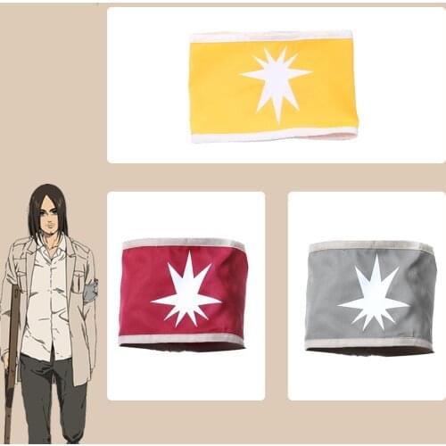 Anime Eren Jaeger Armband Cosplay Mikasa Ackerman Cosplay Costume Attack on Titan Off-white Trench Red and Gray Armband Dropship