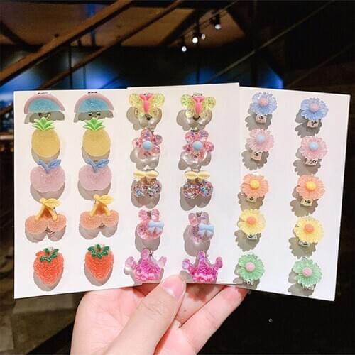 10pcs Resin Flower Animal Fruit Clip Earrings Girls Children Student Holeless Ear Accessories Ear Jewelry Women Ear Pins Earring