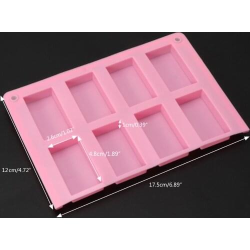 U90E 8 Cavities Rectangle Cuboid Silicone Mold Soap Dried Flower Resin Mold DIY Tools