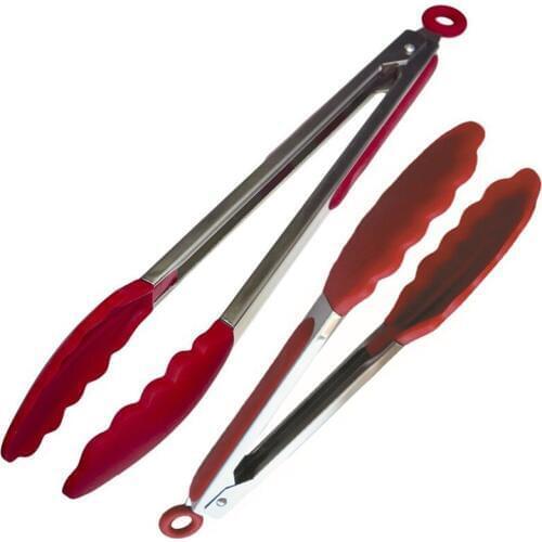 2pcs/set 9inch 12inch Silicone Kitchen Tongs Sets Salad BBQ Tongs Kitchen Bakeware Accessories Utensils Gift