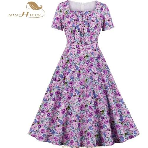 SISHION Short Sleeve Summer Boha Bohemia Floral Dress VD1927 Holiday Beach Party Retro Vintage Dress Robe Femme