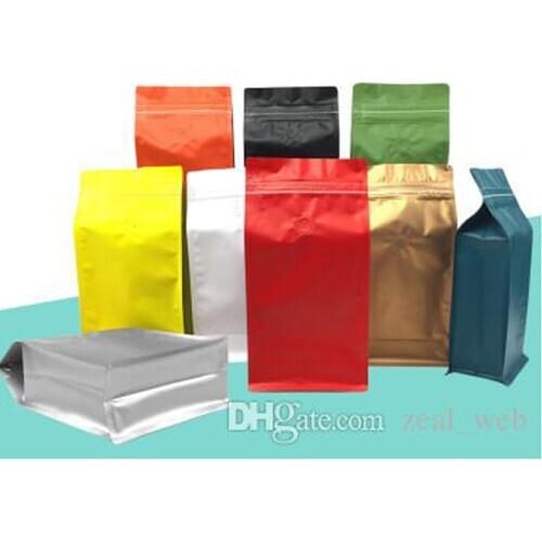 DHL Aluminum Foil Coffee Bean Packing bag Colored Zipper Stand Up Pouch Bag Coffee Packaging pouch with Valve One pound Side Gu