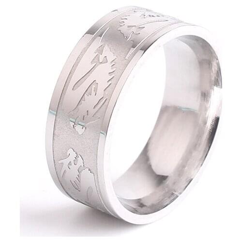 Wedding rings 8mm Carving dragon 316L Stainless Steel finger rings for women men wholesale
