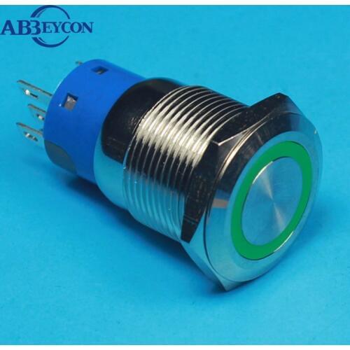 TY 1921F 19mm IP67 waterproof reset momentary illuminated led lighted stainless steel metal push button switch led ring 19mm